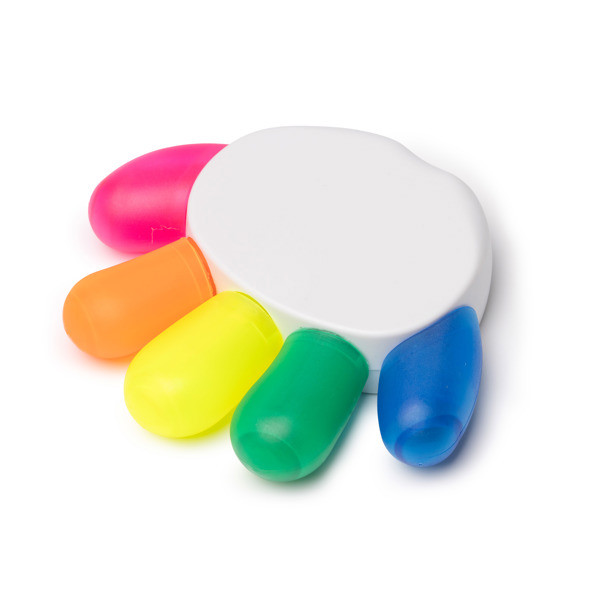 Fluorescent marker set customised in PP with hand-shaped holder