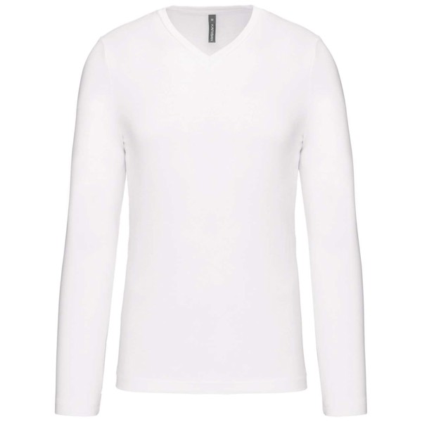 Muška majica dugih rukava s V-izrezom - Bijela / S