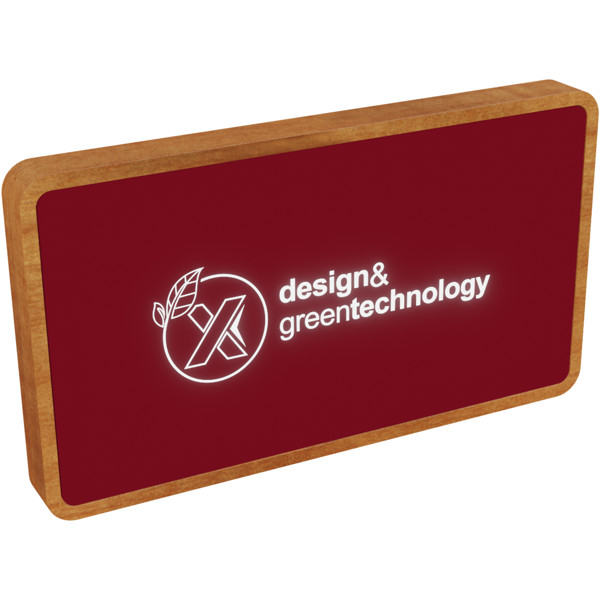 Powerbank sem fios de 5000 mAh luminosa "SCX.design P36" - Mid red / Madeira