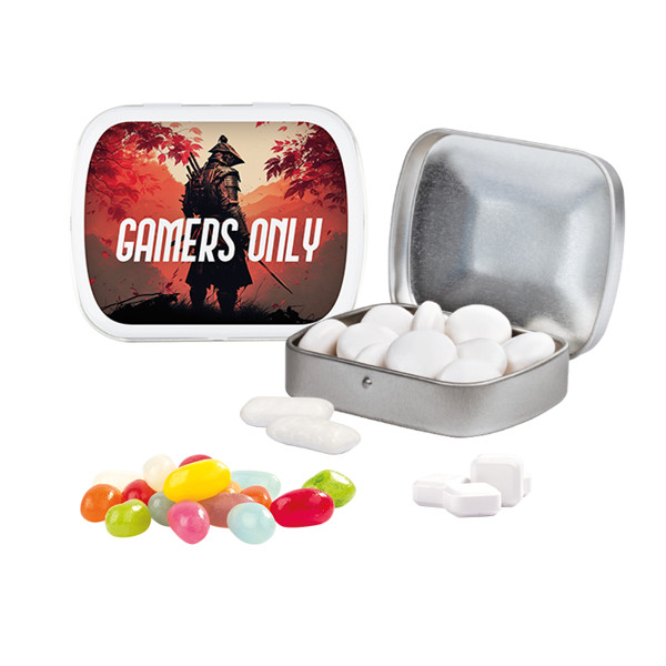 Klappdose, matt-silber, American Style Jelly Beans | American Style Jelly Beans, 25 g