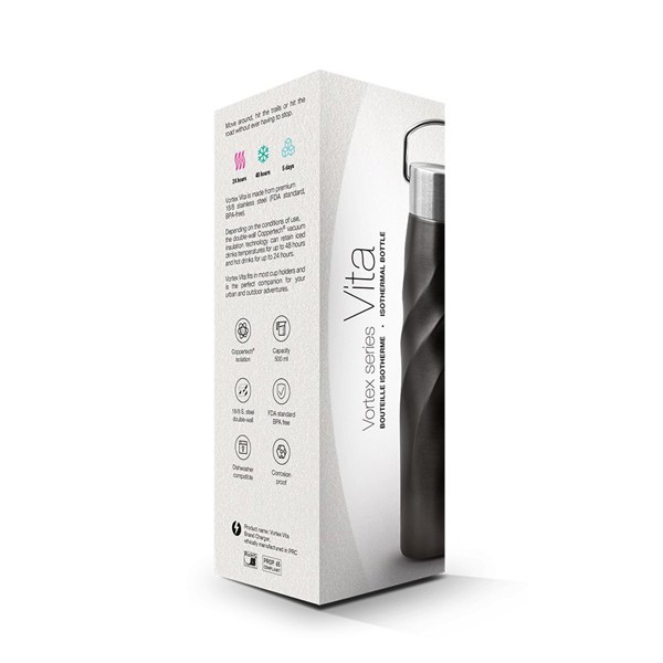 VITA 50CL DOUBLE WALL ISOTHERMAL BOTTLE - Gris anthracite / Gris anthracite