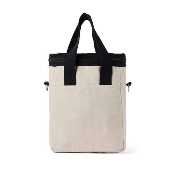 VINGA Volonne AWARE™ recycled canvas cooler tote bag - Off White / Black