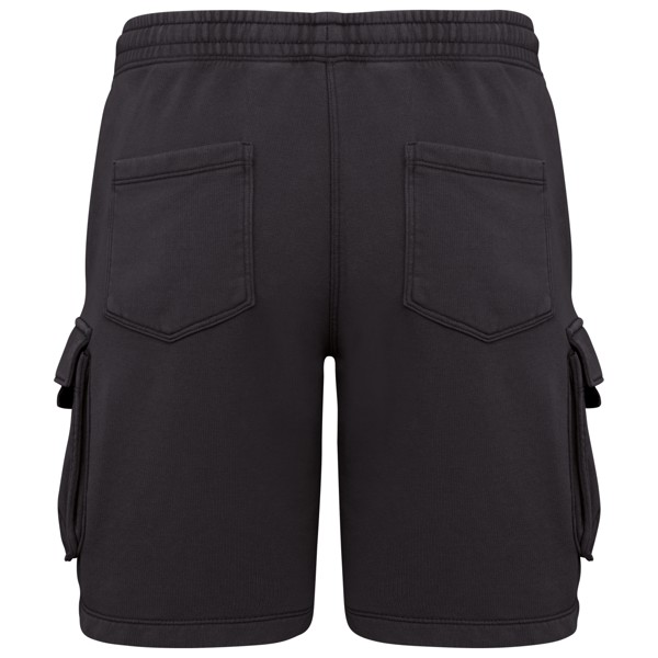 Men’S French Terry Washed  Effect Cargo Shorts - Washed Black / L