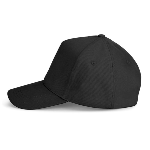ASHTON. Čepice ze 100% bavlny (260 g/m²) s 5 panely - Černá