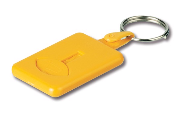 BUS. Coin-shaped keyring for supermarket trolley - Yellow