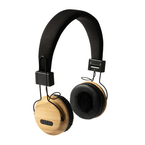 Personalised wireless headphones in RPET and bamboo with Bluetooth 5.0