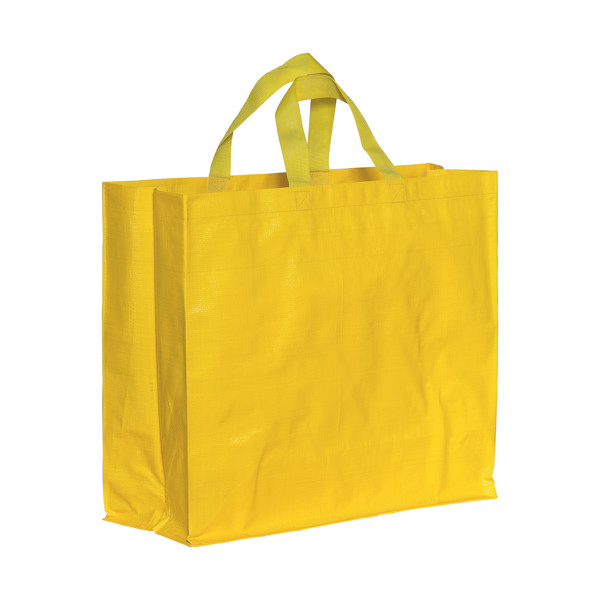 Laminated 120 G/M2 Pp Shopping Bag With Gusset And Short Ribbon Handles - Yellow