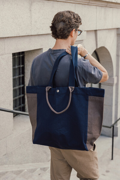 Sac shopping en toile recyclée 400 g/m² BEAU AWARE™ - Bleu Marine