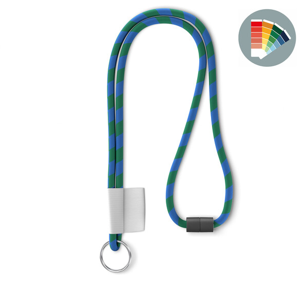 Polyester 2-tone cord lanyard with full colour label - Own PMS / Own PMS / Ring hook / Safety breakaway