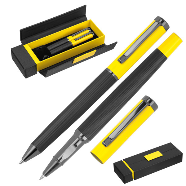 Metal writing set REGINALD - Yellow