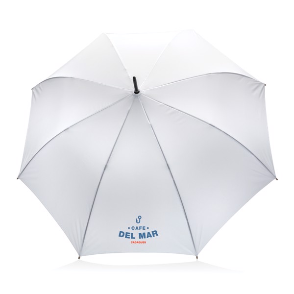 Impact Aware™ RPET dežnik, bambus, avto. odpiranje, 137 cm -Bela