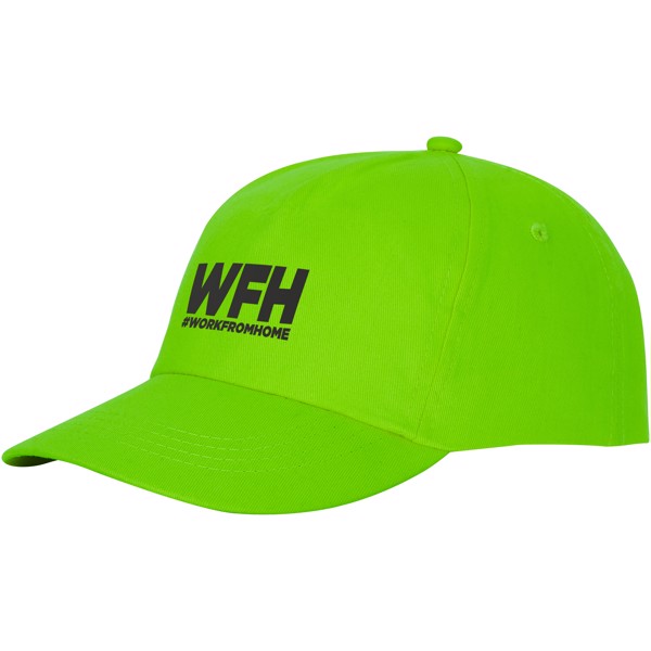 Boné de algodão 5 painéis com reforço e fecho aderente de 175 g/m² Feniks - Verde maçã