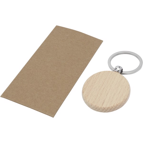 Giovanni beech wood round keychain