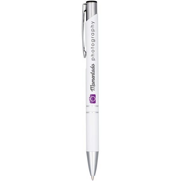 Stylo bille aluminium anodisé Moneta (encre bleue) - Blanc