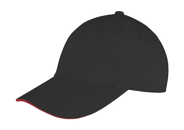 Memphis Low Profile Sandwich Peak Cap - Black / Red / ONE SIZE