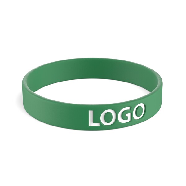 Customised silicone wristbands (12mm width) - Vibrant Green / 18x1.2x0.2cm