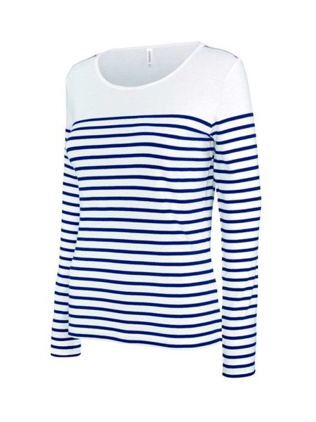Ladies’ Long-Sleeved Breton Stripe Top - S