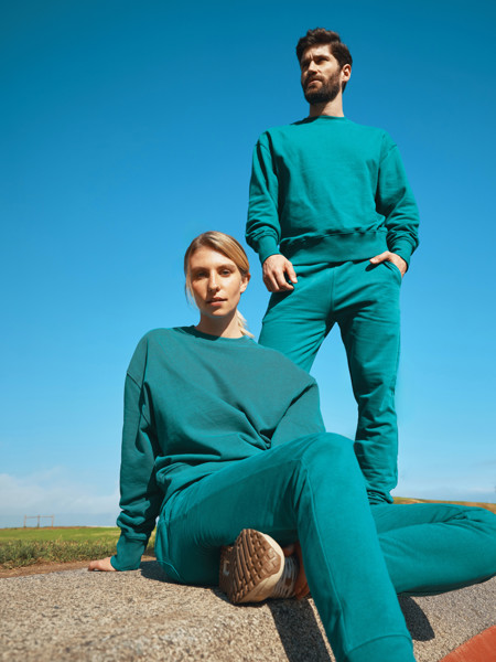 Sweater à col rond en coton recyclé Iqoniq Kruger - Verdigris / XS