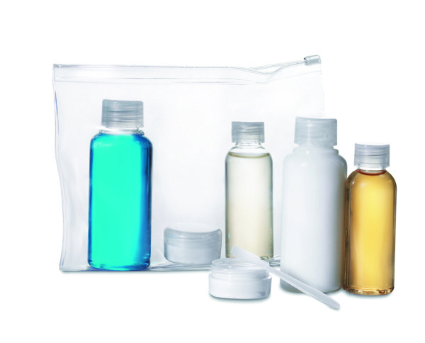 Airpro travel pouch, 6 bottles 100ml, 50ml, 10ml