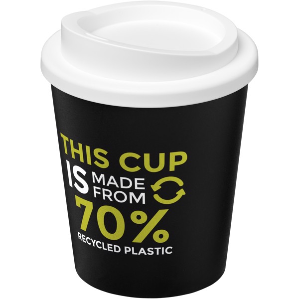 Copo térmico reciclado de 250 ml "Americano® Espresso Eco" - Preto liso / Branco