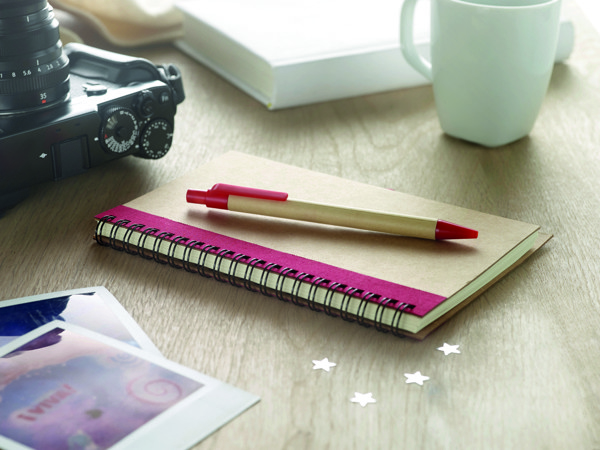 Bloc-notes recyclé et stylo Sonora Plus - Rouge