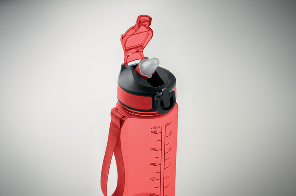 Sportdrinkfles 700ml Enkel - Transparant Rood