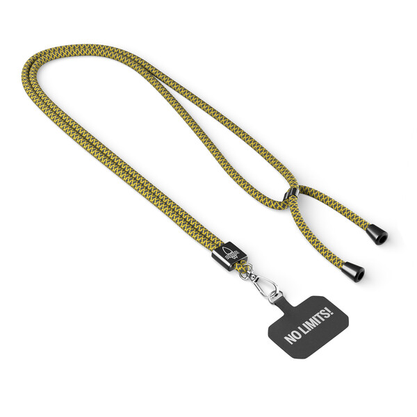 Crossbody, trendy 2-tone cord phone holder made of recycled polyester (rPET) - Bright Yellow / Black / Black accessories