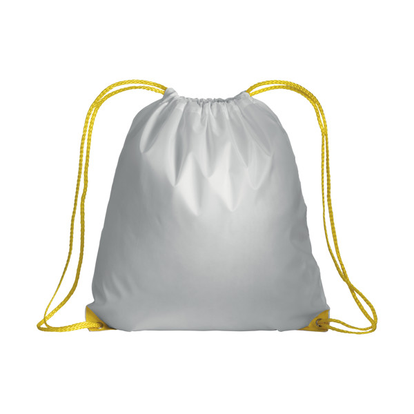 White 210T Polyester Backpack With Drawstring Closure, Reinforced Corners - Yellow