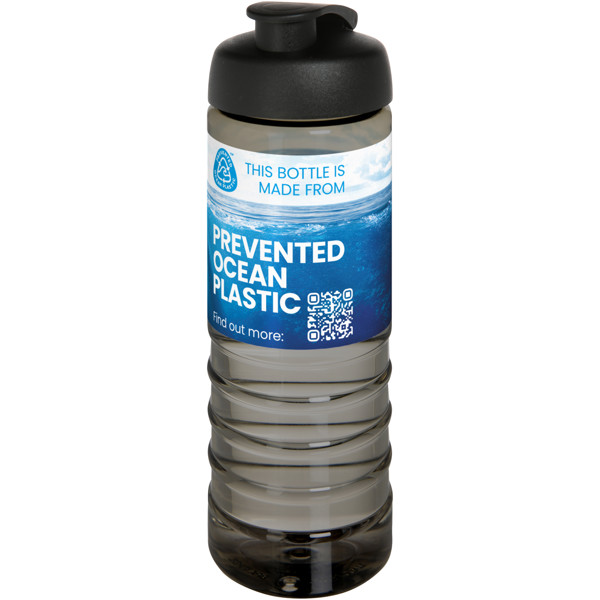 Športová fľaša H2O Active® Eco Treble 750 ml so sklopným viečkom - Uhľová / Jednofarebná čierna