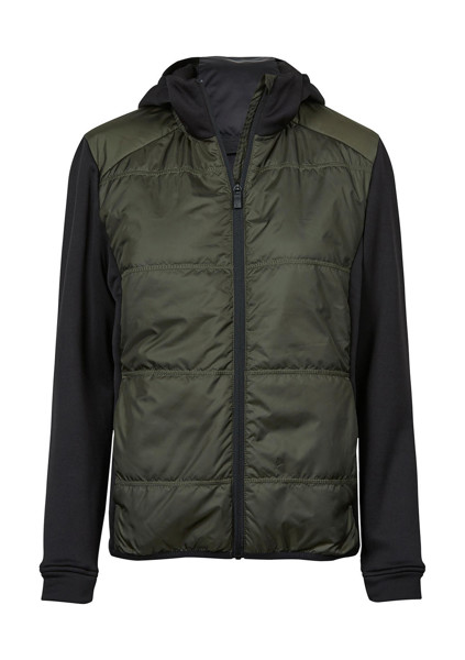 Womens Hybrid-Stretch Hooded Jacket - Deep Green / Black / 3XL