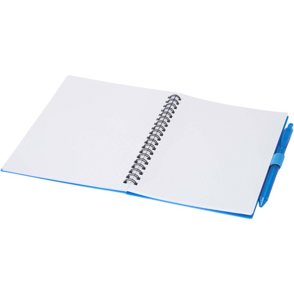 Ensemble carnet à couverture souple en plastique recyclé et stylo bille (encre bleue) Niove - Bleu