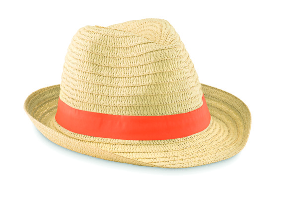 Boogie straw hat, paper, 270 mm diameter - Orange