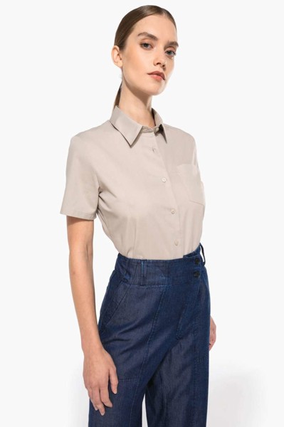 Judith - Ladies' Short-Sleeved Shirt - Bright Turquoise / XS