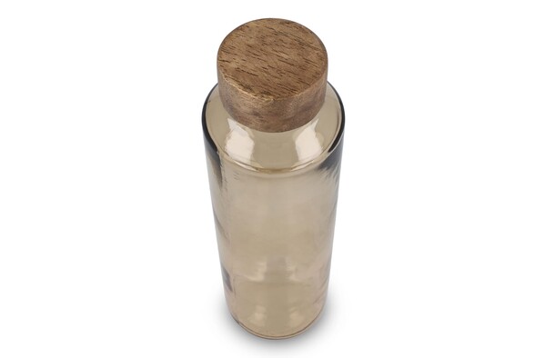 Bouteille d'eau en verre recyclé InSideOut ReuuZ avec bouchon en bois 650 ml - Transparent / Marron