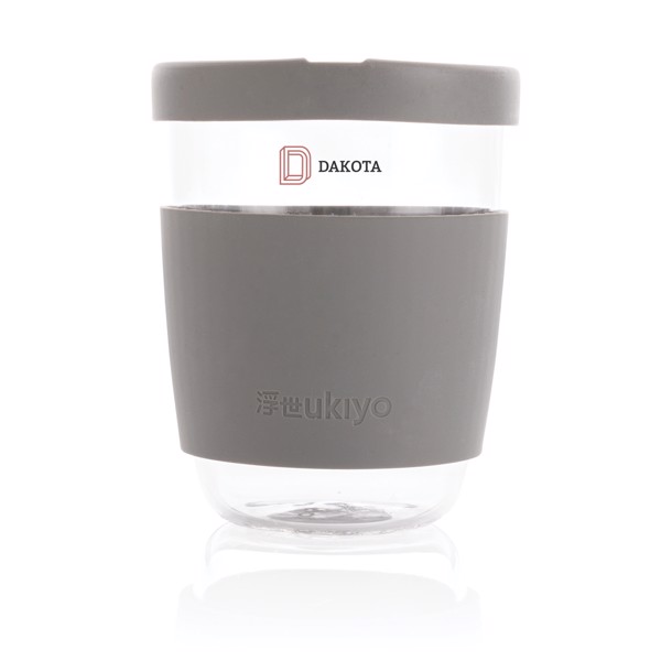 Ukiyo borosilikatni kozarec, silikonski tulec, 360 ml - Siva