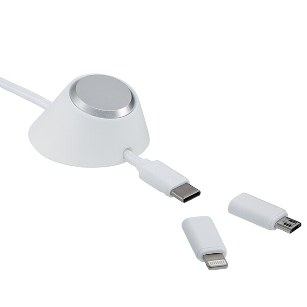 Câble de recharge 6 en 1 avec sélecteur de câble CONVERTICS DESKTOP - blanc / argenté