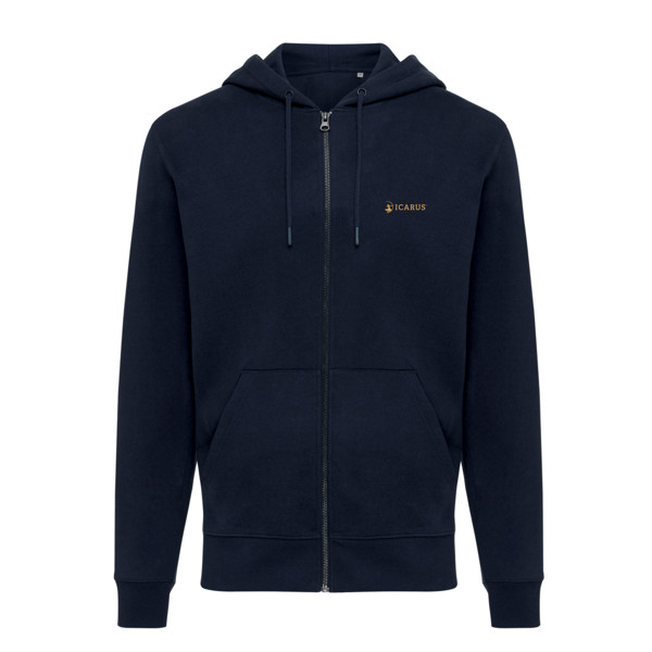 Mikina na zip s kapucí IQONIQ Abisko z recykl. bavlny - Námořní Modř / 5XL