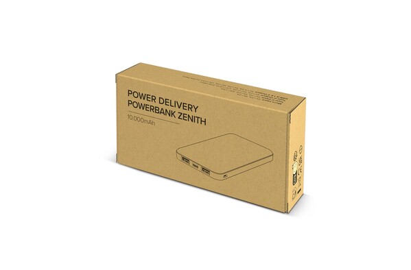 Zenith USB-C Powerbank med Power Delivery R-ABS 10000 mAh - Hvid