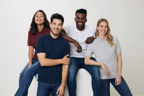 Polo en coton piqué et recyclé Iqoniq Yosemite - Bleu Marine / XL