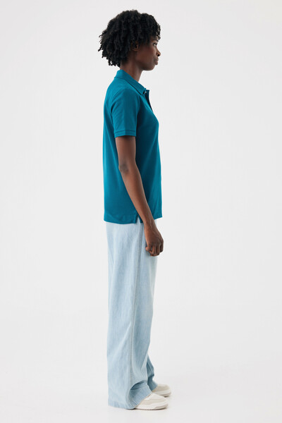 Polo tričko IQONIQ Yosemite z recykl. bavlny - Dark Teal / XS