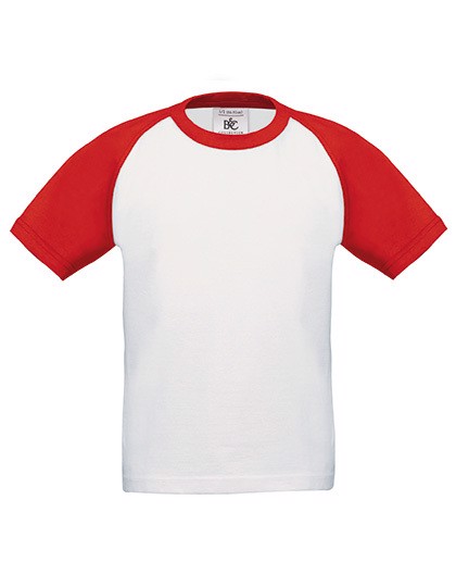 T-Shirt Base-Ball / Kids - White / Red / 7/8 (122/128)
