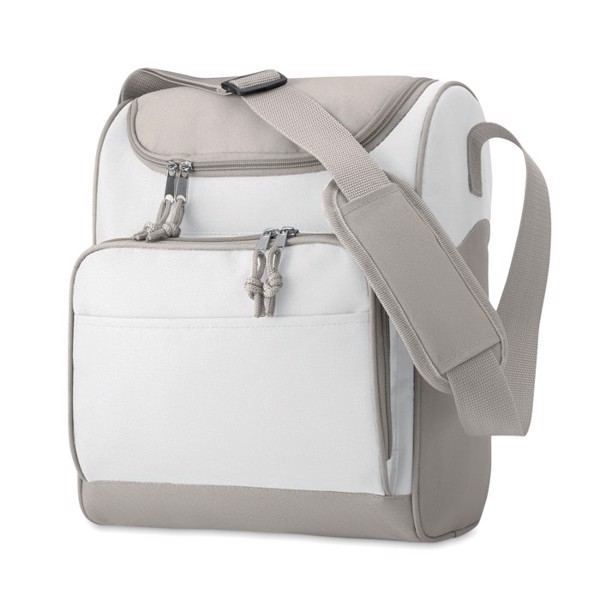 Cooler bag with front pocket Zipper - White
