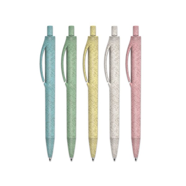STYLO BILLE ECRITURE BLEUE CORPS ET CLIP PLASTIQUE BIO-SOURCE - Blanc