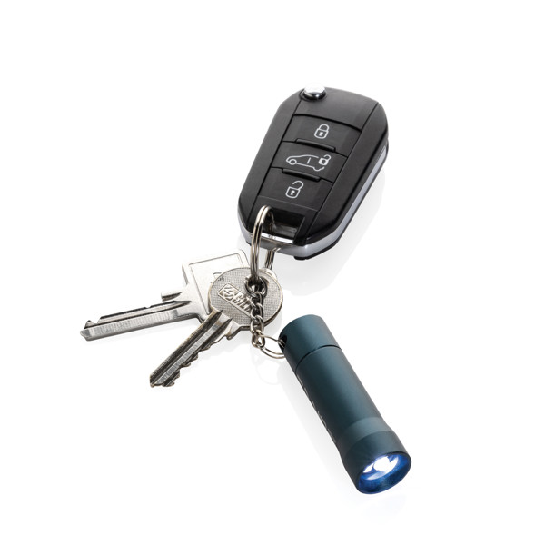 Porte-clés torche en aluminium recyclé RCS Flash - Bleu