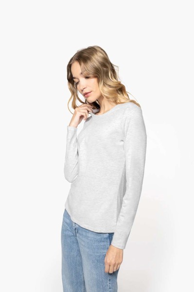 Ladies' Long-Sleeved Crew Neck T-Shirt - White / XL
