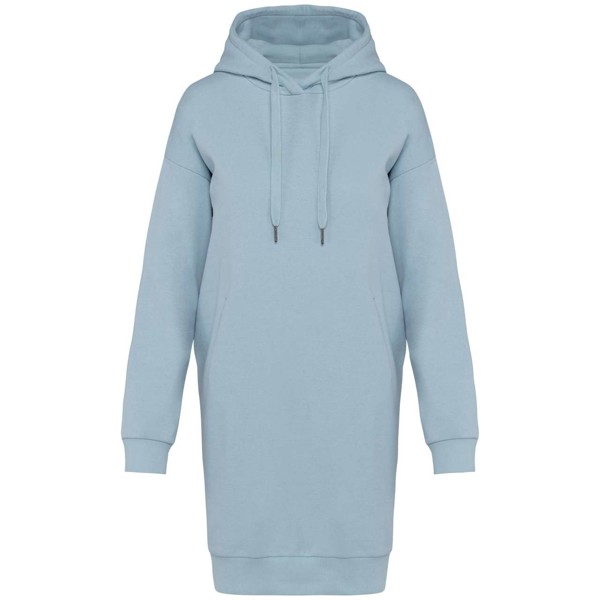 Ladies' Eco-Friendly Hooded Sweatshirt Dress - Aquamarine / XL