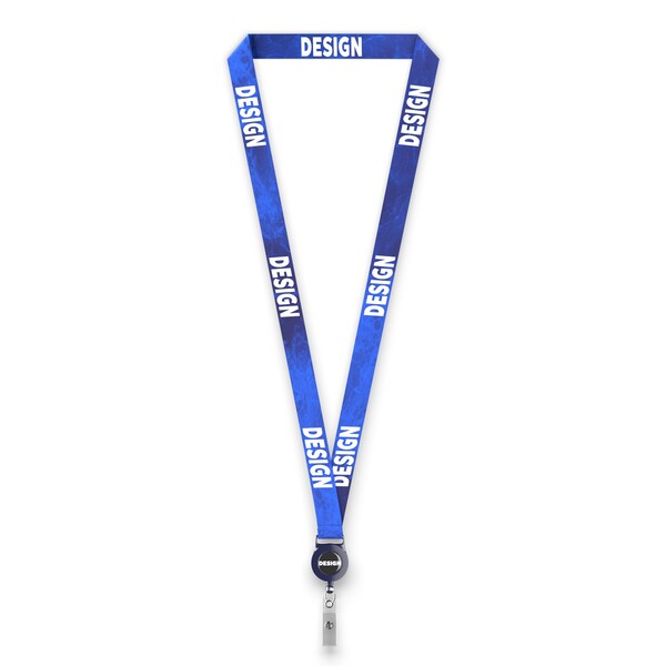 Polyester sublimation badge reel lanyard - Cool Dark blue / 20mm width