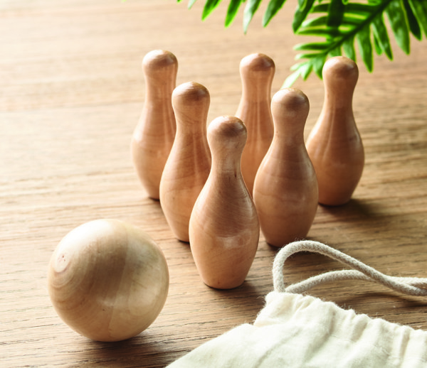 Mini bowling set Bolito, pine wood, 6 pins