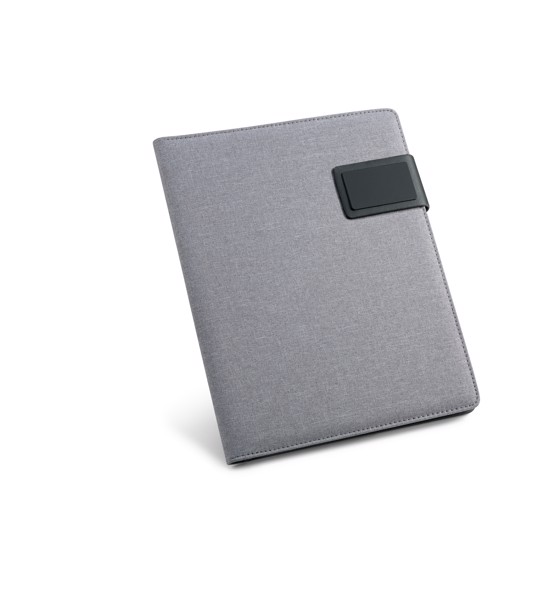 PYNCHON. A5 folder in imitation linen and PU with lined pages - Light Grey