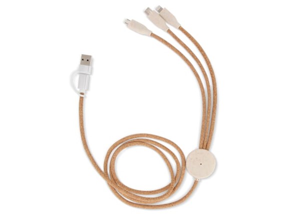 Cork 3 in 1 PD charging &amp; data cable - Nature